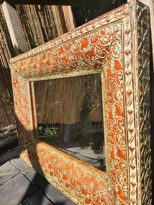 Unieke Metalen Spiegel – Oriëntaals/Bohemien – 115x90 cm, Huis en Inrichting, Woonaccessoires | Spiegels, Zo goed als nieuw, 100 tot 125 cm