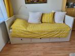 Ikea bed bank met lades- uitschuifbaar naar 2 persoonsbed, Huis en Inrichting, Ophalen, Wit, Tweepersoons, 200 cm