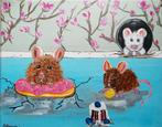 Muisjes snoepen schilderij in vrolijk acryl op canvas, Ophalen of Verzenden