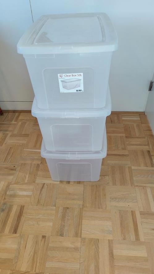 3 stevige opbergboxen - Iris 50L, Doe-het-zelf en Verbouw, Kratten en Dozen, Zo goed als nieuw, Krat, 50 tot 75 cm, Minder dan 35 cm