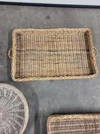 Rieten dienbladen, Huis en Inrichting, Woonaccessoires | Dienbladen, Ophalen, Zo goed als nieuw, Rond, Overige materialen