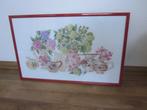 Geborduurd schilderij met porceleinen potten met bloemen, Huis en Inrichting, Minder dan 50 cm, Oorspronkelijke maker, Ophalen of Verzenden