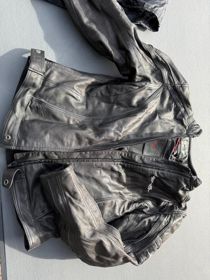 Leren Motorjas en Broek - Set, Motoren, Kleding | Motorkleding, Combipak, Dames, Tweedehands, Ophalen of Verzenden