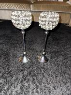 Set van 2 decoratieve kandelaars, Ophalen of Verzenden, Kristal