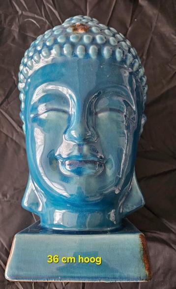 Budha hoofd azuurblauw blauw 36cm hoog beschikbaar voor biedingen
