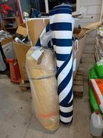 Dikke Rol blauw/wit gestreepte outdoorstof, Ophalen, Blauw, 120 cm of meer, Polyester