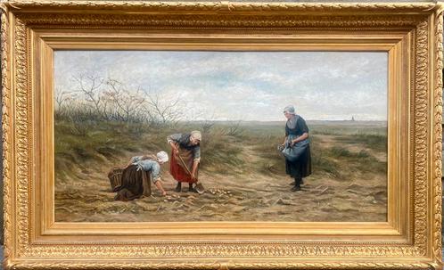 “Nalezen van gerooid aardappelveld”,Philip Sadee (1837-1904), Antiek en Kunst, Kunst | Schilderijen | Klassiek, Ophalen