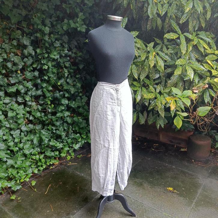 .Linnen broek L, Kleding | Dames, Broeken en Pantalons, Gedragen, Maat 42/44 (L), Grijs, Lang, Ophalen of Verzenden