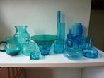 verzameling  17x blauw/groen glaswerk i.g.st, Ophalen, Gebruikt