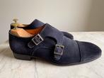 Santoni blauw suède gespschoen - Maat 40 - ZGAN, Blauw, Ophalen of Verzenden, Santoni, Gespschoenen