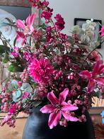 Zijden boeket roze/ eucalyptusgroen, Ophalen of Verzenden, Zo goed als nieuw