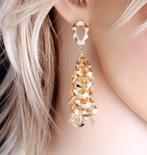 Oorbellen goud 18K oorhangers - hangers blaadjes, Hangers, Verzenden, Nieuw, Goud