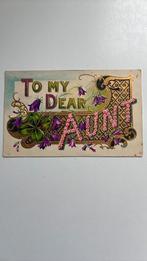 Voor mijn lieve tante.Veel Goudopdruk,reliëf,klaver 4.1910, Ophalen of Verzenden, Voor 1920, Gelopen