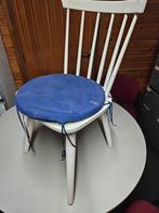 8xwitte stoel (met blauw kussen), Ophalen, Hout, Gebruikt, Wit