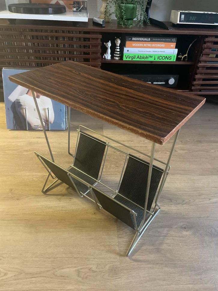 Vintage Lectuurtafel / Bijzettafel Retro Stijl, Huis en Inrichting, Tafels | Bijzettafels, Gebruikt, Rechthoekig, Minder dan 55 cm