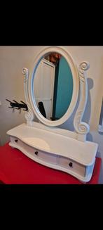 Mooie witte kaptafel met ovale spiegel, Ophalen, 100 tot 150 cm, Zo goed als nieuw, 75 tot 100 cm