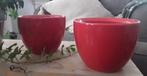 2 rode / roodroze geglazuurde bloempotten, Rond, Binnen, Ophalen of Verzenden, Zo goed als nieuw