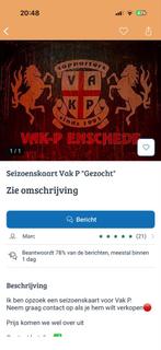 Seizoenskaart vak P gezocht !!, Tickets en Kaartjes, Seizoenskaart, Drie personen of meer, Maart