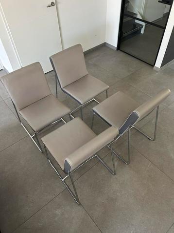 Leolux spring senso leren grijze design eetkamerstoelen  beschikbaar voor biedingen