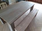 Steigerhouten eetkamertafel tafel en bankje bank tuintafel, Minder dan 4 stoelen, Industrieel, steigerhout, Zo goed als nieuw