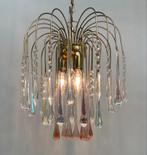 Vintage Murano messing teardrop hanglamp XL kroonluchter, Murano, Zo goed als nieuw, Ophalen, Glas