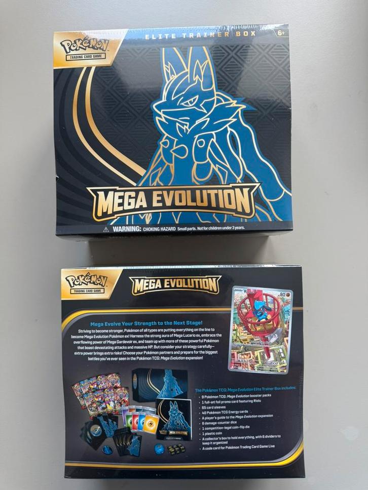 Pokemon Mega Evolution Lucario Elite Trainer box x2, Hobby en Vrije tijd, Verzamelkaartspellen | Pokémon, Nieuw, Boosterbox, Ophalen of Verzenden