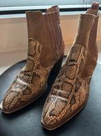 Leren enkellaarsjes met slangenprint, Bruin, Lage of Enkellaarzen, Ophalen of Verzenden, Gedragen