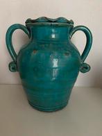 Vintage  Grote turquoise keramische vaas, Ophalen of Verzenden