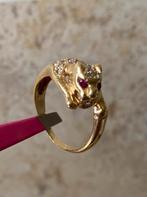 Panter ring 14 karaat goud zirkonia tijger cartier vintage, Sieraden, Tassen en Uiterlijk, Ringen, Ophalen of Verzenden, Dame