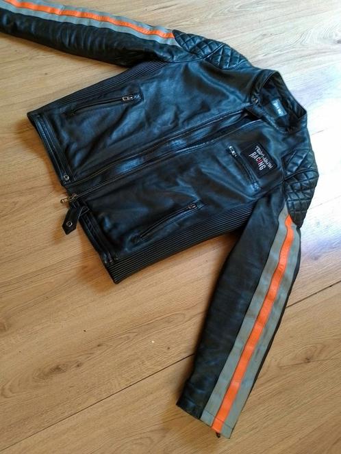 Fraai vintage leren biker jack!, Kleding | Heren, Jassen | Zomer, Zo goed als nieuw, Maat 56/58 (XL), Zwart, Ophalen of Verzenden