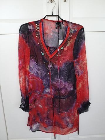 Geisha nieuw rood chiffon jurkje met kraaltjes 164 (of XS) beschikbaar voor biedingen