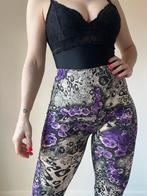 Vintage legging met rozen en panterprint, S/M. Leopard 90s, Kleding | Dames, Legging, Maat 36/38 (S), Verzenden, Paars