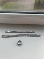 Mannen Sieraden Set - Ketting, Armband, Ring, Sieraden, Tassen en Uiterlijk, Ringen, IJzer of Staal, Heer, Ophalen of Verzenden