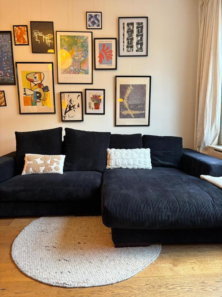 Hoekbank Loods 5 Mino Zwart, Huis en Inrichting, Banken | Bankstellen, Zo goed als nieuw, Hoekbank, Vierpersoons of meer, 250 tot 300 cm