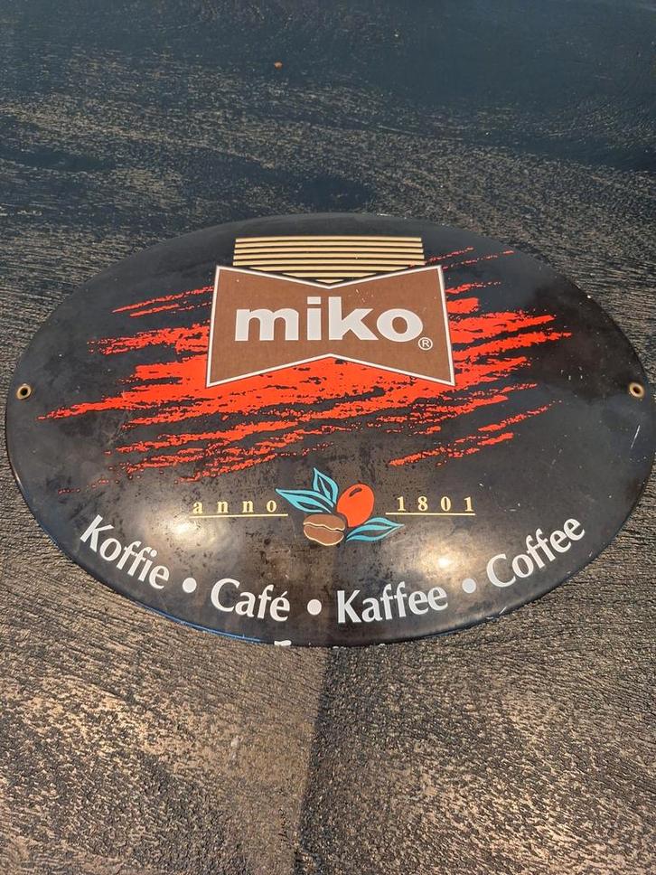 Miko Koffie Emaille Reclamebord Anno 1801, Verzamelen, Merken en Reclamevoorwerpen, Gebruikt, Reclamebord, Ophalen of Verzenden