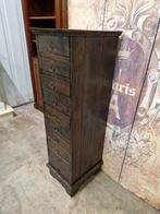 Oude teakhouten ladenkast, apothekerskast, archiefkast, 5 laden of meer, Ophalen, Zo goed als nieuw, 25 tot 50 cm
