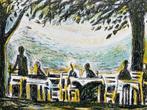 Lex Metz - Figuren op zonnig terras - Kleurenlitho, Antiek en Kunst, Kunst | Litho's en Zeefdrukken, Ophalen of Verzenden