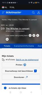 The Witcher in concert ticket van 9 november, Tickets en Kaartjes, Eén persoon, November