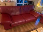 Bordeaux rode leren bank - Zeer goede staat!, Huis en Inrichting, Banken | Bankstellen, Ophalen, Driepersoons, Leer, Zo goed als nieuw