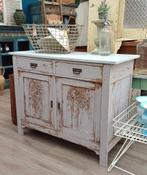 Brocante Franse commode/dressoir met marmeren blad, Huis en Inrichting, Ophalen, Gebruikt, 100 tot 150 cm, Overige houtsoorten