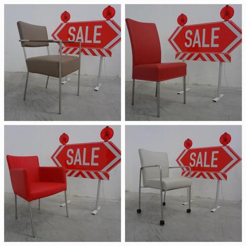 UITVERKOOP: Moderne Leren Eetkamerstoelen met RVS – OP=OP, Huis en Inrichting, Stoelen, Zo goed als nieuw, Eén, Leer, Metaal, Overige kleuren