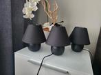 Jysk zwarte tafellamp 21 cm 3 stuks, Zwart, Rond, Ophalen of Verzenden, Zo goed als nieuw