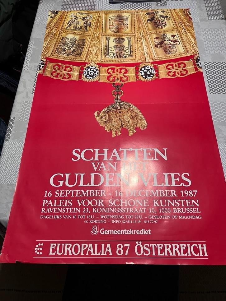 Vintage Poster Europalia 87 Osterreich , Schatten van het Gu, Verzamelen, Posters, Gebruikt, Rechthoekig Staand, Ophalen of Verzenden