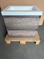 Nieuw! Badmeubel 60cm century oak met wastafel 1 kraangat, Ophalen, Nieuw, Rvs, Wastafel