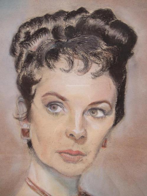 Gina Lollobrigida (?) in 1955, pastel, gesigneerd, Antiek en Kunst, Kunst | Schilderijen | Klassiek, Ophalen of Verzenden