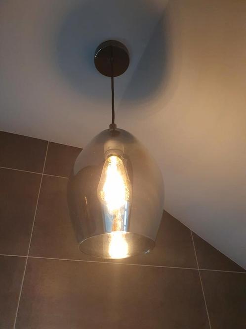 Eglo rookglas hanglamp., Huis en Inrichting, Lampen | Hanglampen, Zo goed als nieuw, Minder dan 50 cm, Glas, Metaal, Ophalen
