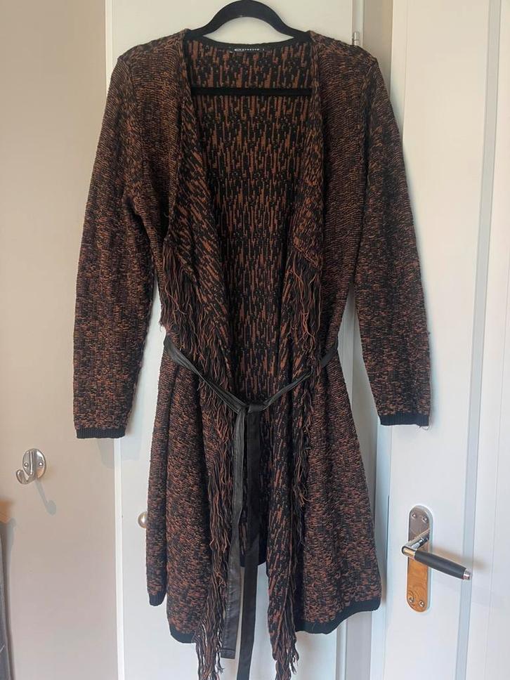 Espresso prachtig vest met franjes maat L, Kleding | Dames, Truien en Vesten, Zo goed als nieuw, Maat 42/44 (L), Bruin, Ophalen of Verzenden