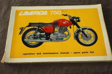 Laverda 750 GT operation maintenance manual parts list beschikbaar voor biedingen