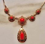 Prachtig, antiek, gouden collier met bloedkoraal, Sieraden, Tassen en Uiterlijk, Antieke sieraden, Ophalen of Verzenden, Goud