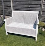 💝 Bank bankje wit riet rotan - landelijk strand beach boho, Ophalen, Zo goed als nieuw, Rotan